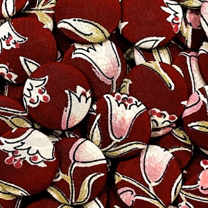VINTAGE: 10pcs - Fabric Flower Buttons - Cloth Buttons - Flower Buttons - Crafts