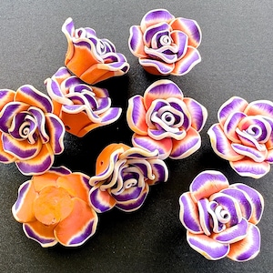 SUPPLY: 9pcs - Large Polymer Clay Flower Beads - Handcrafted Flowers - DIY - Jewelry Making