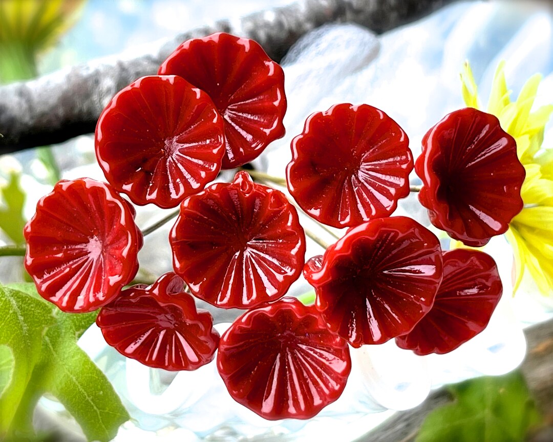 Glass Flower Headpins Jewelry Flower Brass Wire Beads DIY Crafts Charms