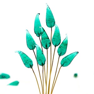 Glass Flower Headpins Jewelry Flower Brass Wire Beads DIY Crafts Charms Bouquet Wedding Stems Millinery Fairy Handmade Lamp-work Leaves