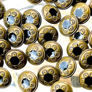 VINTAGE: 12pcs - Small Enameled Metal Buttons - Solid Metal Buttons - 15mm