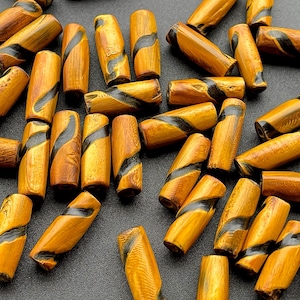 SUPPLY: 20pcs - Natural Rustic Amber Hair Pipe Horn Beads