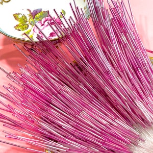 VINTAGE: 10pcs - Old Mercury Glass Pink Tube Bead Picks - Corsage, Bouquet, Floral, Millinery, Crafts, Gift Wrapping, Holiday Decor