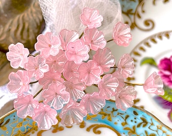 Glas Blüte Headpins Schmuck Blume Messing Draht Perlen DIY Handwerk Charms Bouquet Hochzeit Stiele Hutschmuck Fee handgefertigt Lampwork Blätter