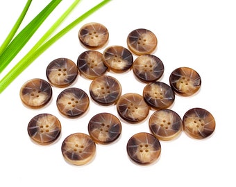 VINTAGE: 16pcs - Brown Acrylic Flower Buttons - Crafts