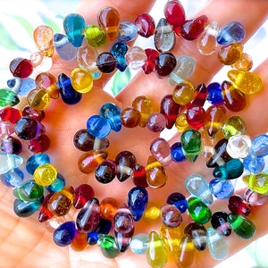 SUPPLY: 100pcs - Small Translucent Colorful Glass Drops - Drop Beads