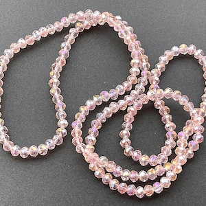 VINTAGE: Highly Reflective Faceted Crystal Glass Beads - Pale Pink Beads - Unique Find