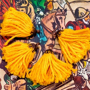 SUPPLY: 4pcs - Mala Tassels - Gipsy Boho Fiber Tassel - Yellow Tassel