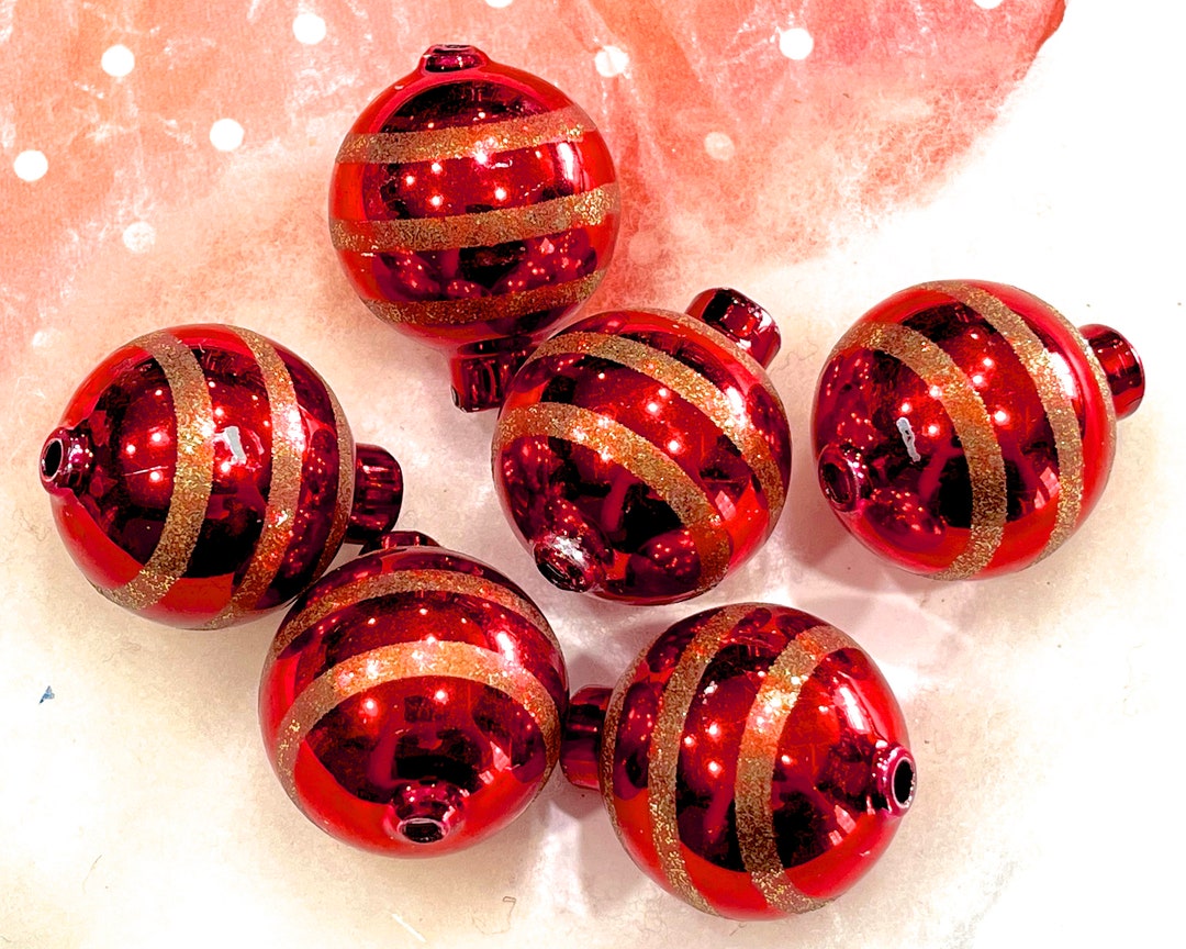 VINTAGE Rare Large Mercury Glass Bead Red Mercury Bead Etsy
