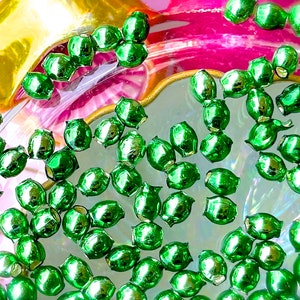 Vintage: 1940s - 35pcs - Japan Green Mercury Glass Beads - Miniature Hollow Blown Beads - Crafts - Ornaments - Garland