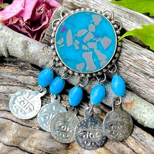 SUPPLY: Belly Dancing Pendant - Hallow Aluminum and Resin Ethnic Pendants - Double Looped