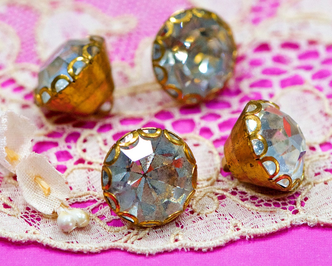 VINTAGE: 5pcs - Clear Rhinestone Buttons - Elegant Buttons - Sewing ...