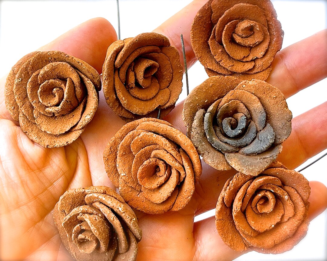VINTAGE Mexican Ceramic Clay Roses With Wire Crafts Etsy
