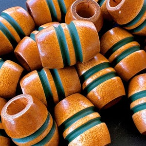 VINTAGE: 1970's - 8pcs Large Macrame Wood Beads - Oval Grooved Macramé Beads - Natural Wood Beads - New Old Stock