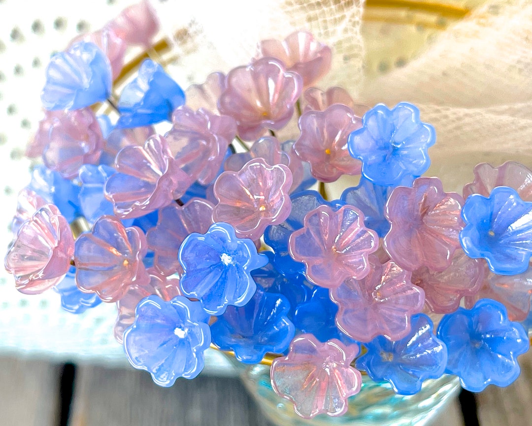 Glass Flower Headpins Jewelry Flower Brass Wire Beads DIY Crafts Charms