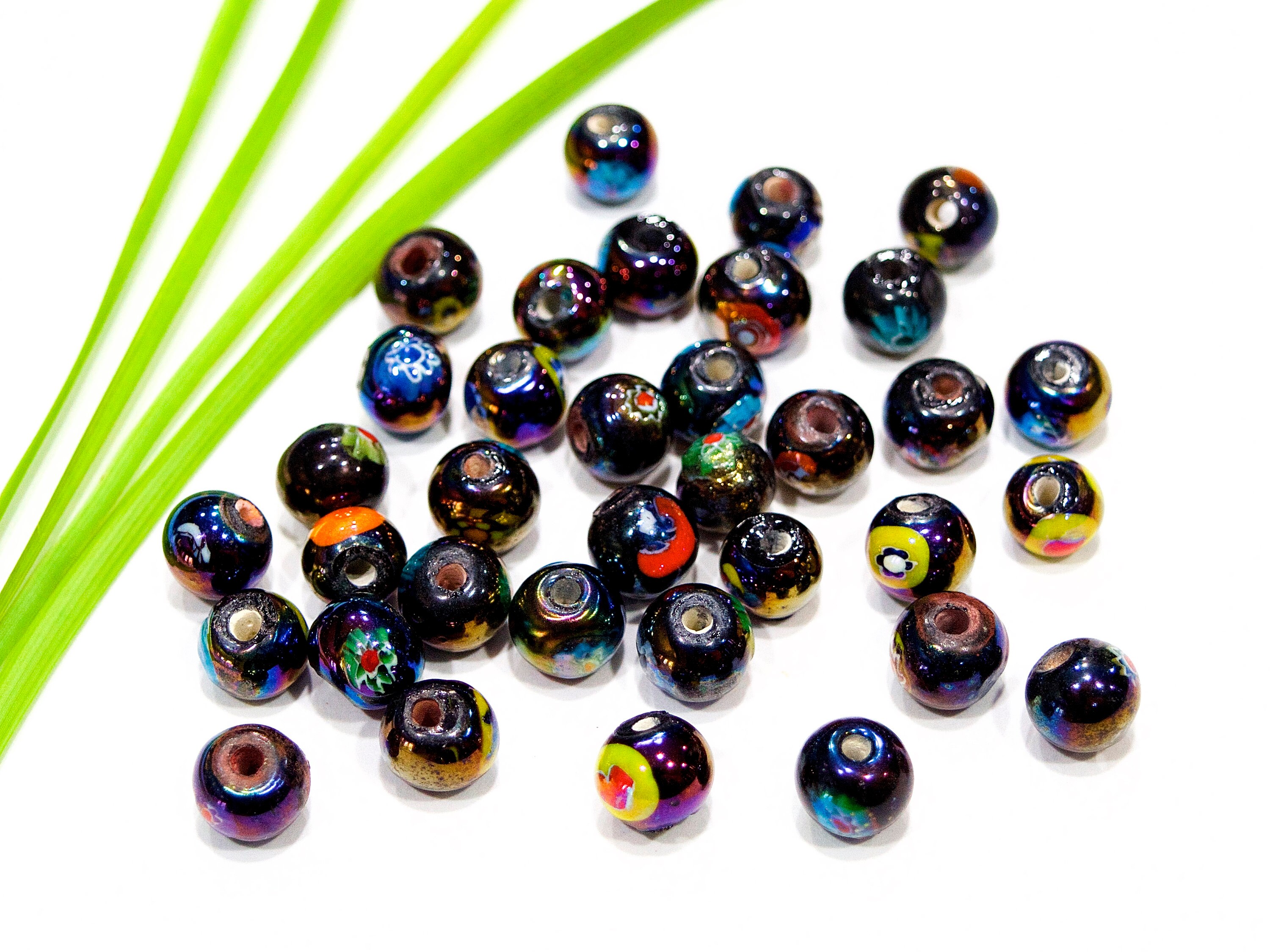 VINTAGE 35 Iridescent Glass Beads Made in India SKU Etsy