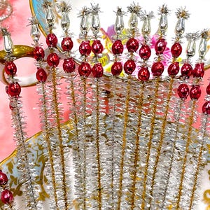 VINTAGE: 10pc Mercury Bead Chenille Stems - Picks - Corsage, Flower Picks, Millinery, Crafts, Wrapping, Holiday Decor