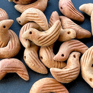 Ceramic Bird Beads Jewelry Handcrafted Terra Cotta Pottery Clay Mexican Crafts Artisan Fiesta Offering Miniature Folk Art Best Seller Qty 10