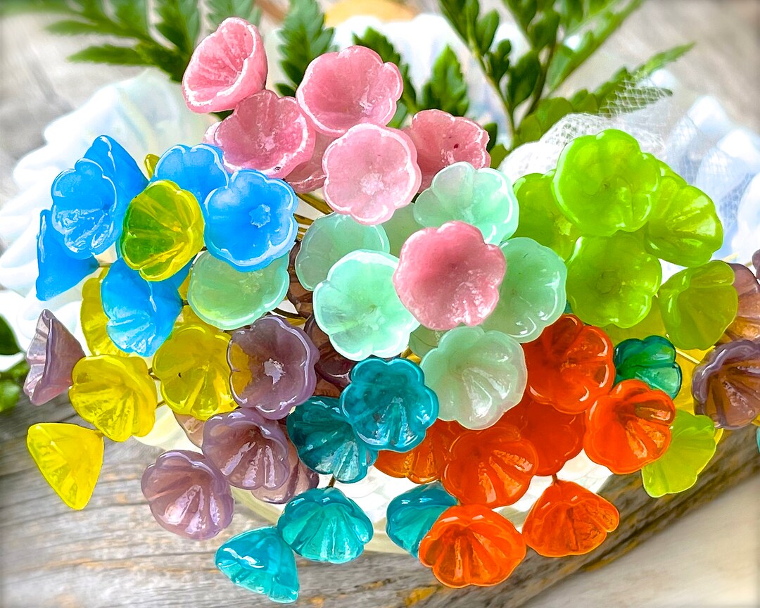 Glass Flower Headpins Jewelry Flower Brass Wire Beads DIY Etsy