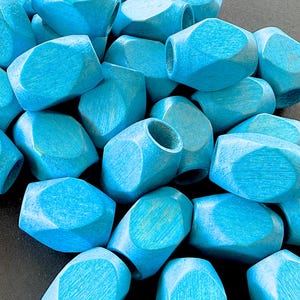VINTAGE: 1970's - 10pcs - Blue  Macrame Wood Beads - Diamond Macramé Beads - Natural Wood Beads