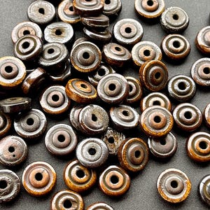 VINTAGE: 25pcs  Natural Bone Beads Rustic Carved Beads Brown Beads  Natural Beads