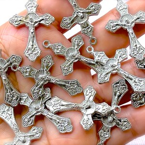 VINTAGE: 9pcs - Crucifix Rosary Pendants - Religious Christ - Jewelry Making