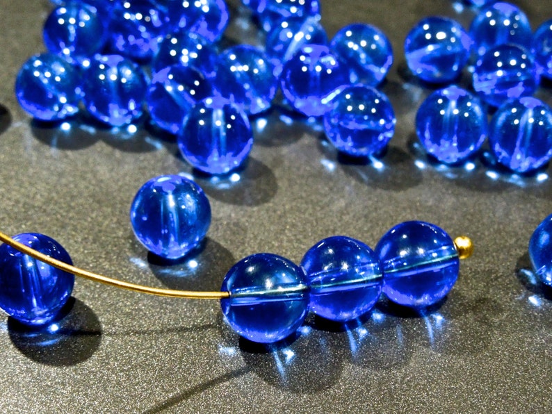 Sku 13 A4 00005199 Blaue Perlen Perlen Vintage 35 Glasperlen
