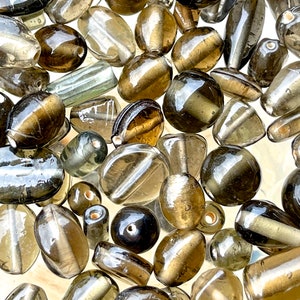 BEST SELLER: 50pcs - Mixed Gray Family Glass Beads BULK Assorted Shapes Beads  Vintage Jewelry Supplies