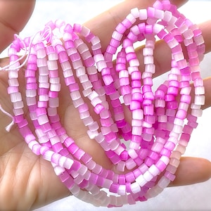 VINTAGE: 400pcs - Old Czech Pink Satin Bead - 60&quot; Strand