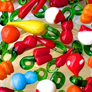 SUPPLY: 10pcs - Mini Vegetable Glass Charms - Lamp Work Glass Beads - Handcrafted - Glass Jewelry - Lamp Work
