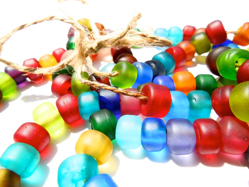 SUPPLY 50 Colorful Mat Glass Crow Roller Beads Macrame Etsy