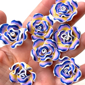 SUPPLY: 7pcs - Large Polymer Clay Flower Beads - Handcrafted Flowers - Colorful Flowers - DIY - Jewelry Making