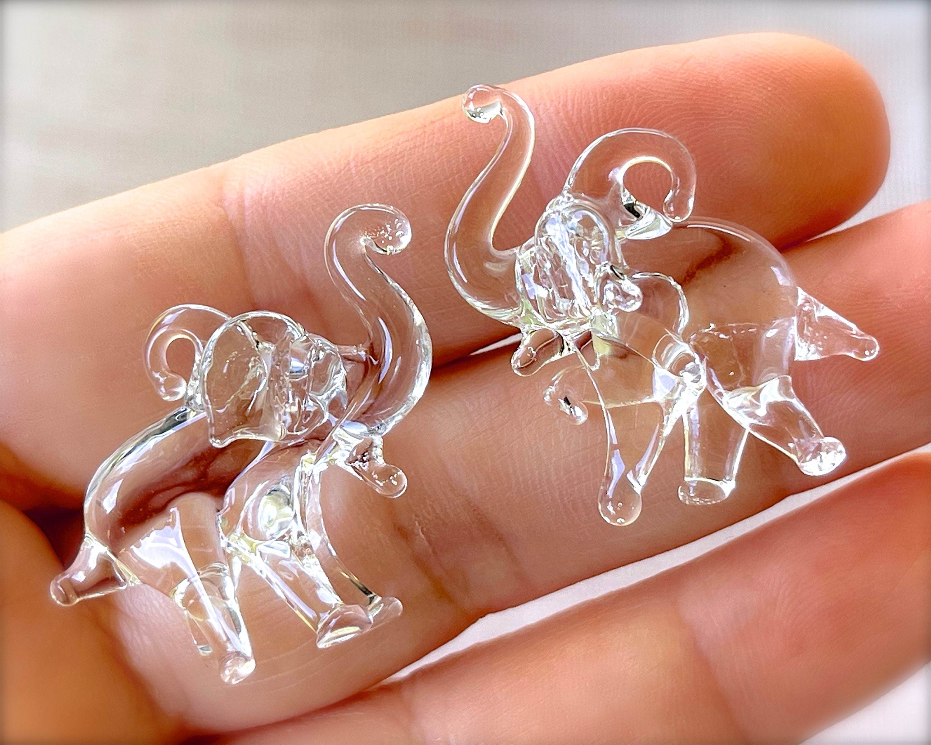 Vintage Mexican Tiny Glass Elephant Pendant Handcrafted Lamp-work