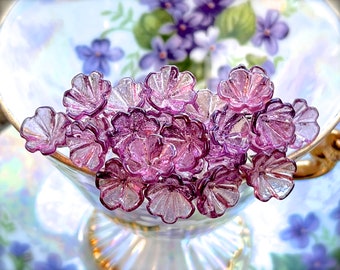 Glass Flower Headpins Jewelry Flower Brass Wire Beads DIY Crafts Charms Bouquet Wedding Stems Millinery Fairy Handmade Lamp-work Leaves