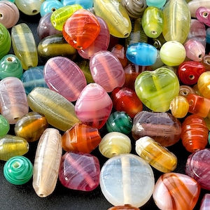 BEST SELLER: 50pcs - Mixed Shape Swirl Luster Colorful Beads - Sea Glass Look - Assorted Shapes Beads - Jewelry Supplies