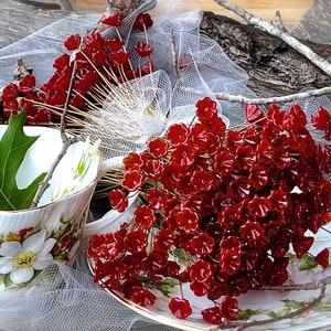 Glass Flower Headpins Jewelry Flower Brass Wire Beads DIY Crafts Charms Bouquet Wedding Stems Millinery Fairy Handmade Lamp-work Leaves