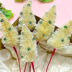 SUPPLY: Mercury Bead Chenille Christmas Tree Stem - Pick - Vintage Style - Crafts, Corsage, Millinery, Wrapping, Holiday Decor