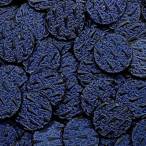 SUPPLY: 16pcs - Textured Acrylic Buttons - Blue Mat Buttons