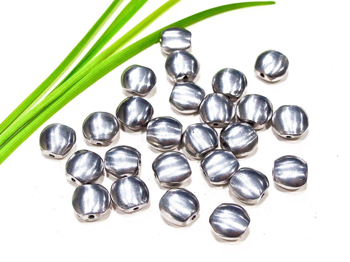 SUPPLY 25 Solid Aluminum Beads Round Metal Bead Silver Etsy