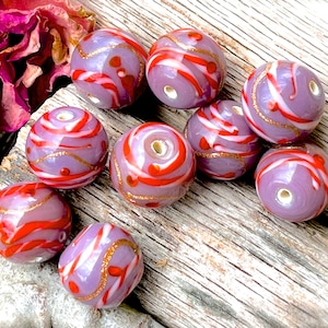 SUPPLY: 9pcs - Specialty Lamp-work Glass Beads - Centerpiece Beads - Colorful Beads