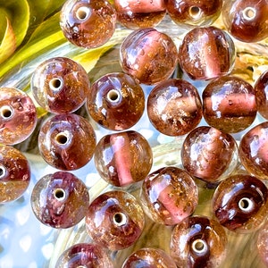 SUPPLY: 10pcs - Specialty Lamp-work Gold Foil Glass Beads - Centerpiece Beads - Colorful Beads