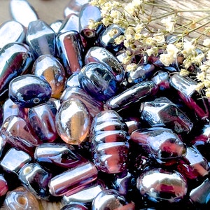BEST SELLER: 50stk - Purple Karneval Luster Glas Gemischte Perlen - BULK Verschiedene Formen Perlen - Vintage Schmuck Zubehör