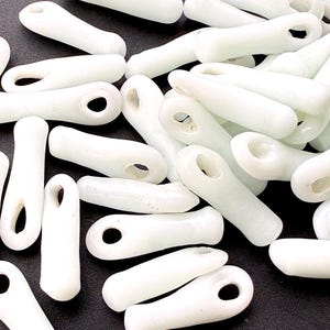 SUPPLY: 14pcs - Ethnic Rustic White Glass Drops With large Hole- Handcrafted Glass Drop Beads - Glass Charms, Lamp Work
