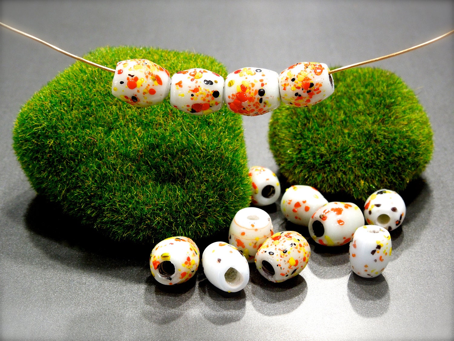 VINTAGE 14 Trade Glass Beads Macrame Beads Large Hole Etsy