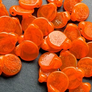 VINTAGE: 30pcs - Handcrafted Flat Orange Glass Drops - Glass Drop Beads - Glass Charms - Lamp Work