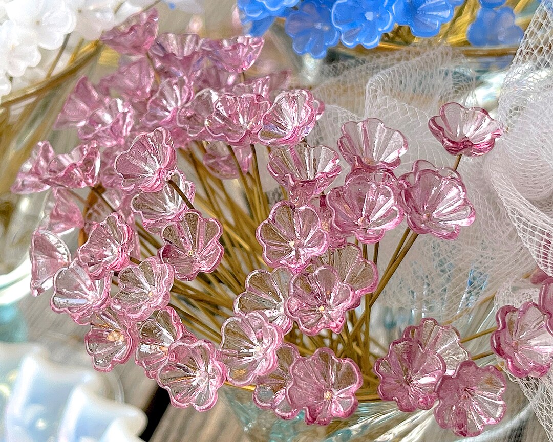 Glass Flower Headpins Jewelry Flower Brass Wire Beads DIY Etsy