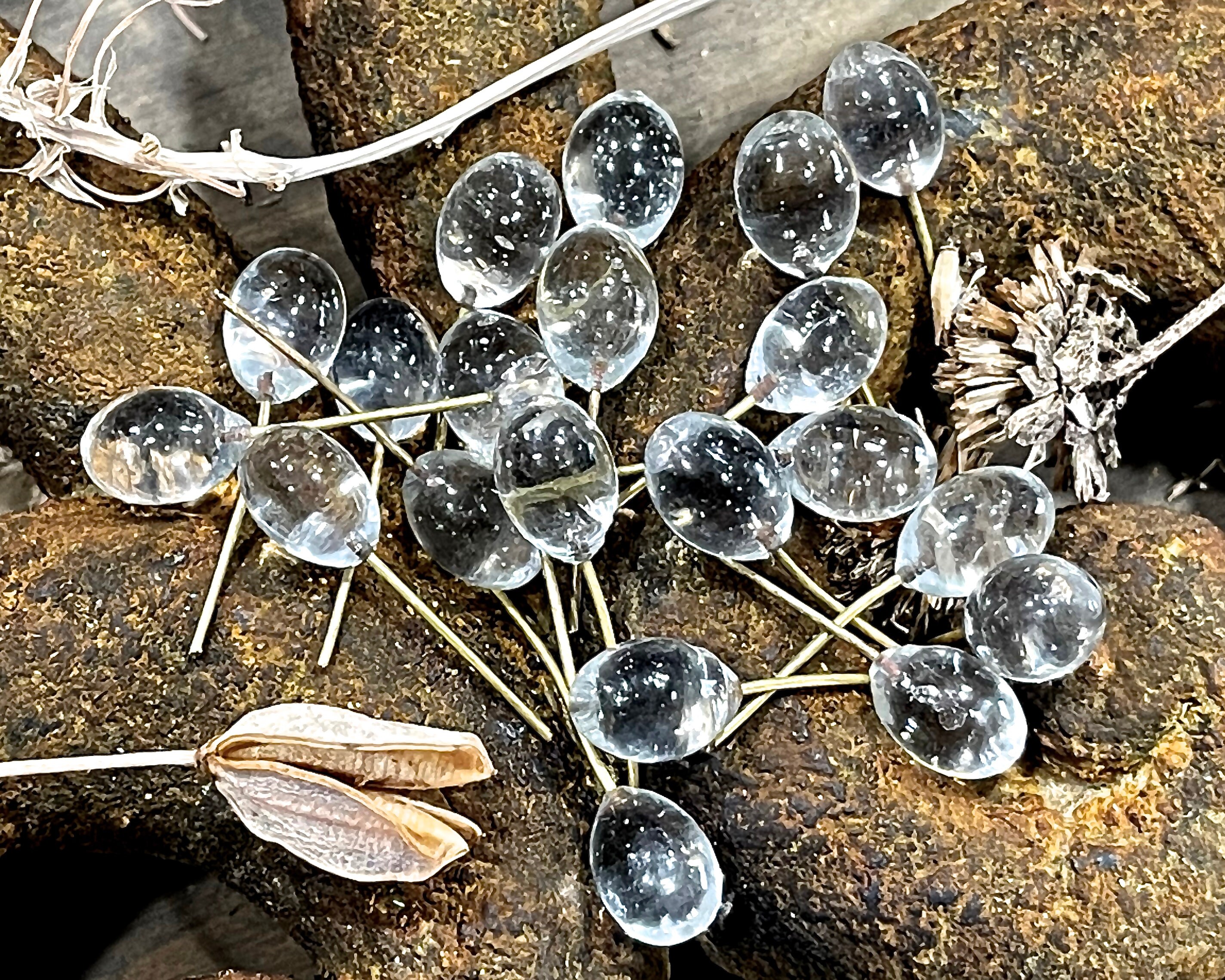SUPPLY 20 Clear Glass Drops with Brass Wire Lamp Work SKU Etsy