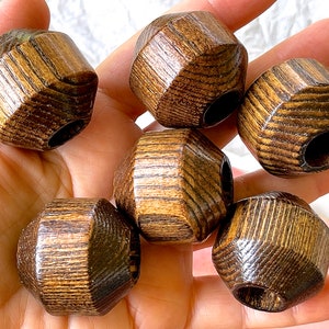 VINTAGE: 1970's - 6 pcs - LARGE Brown Macrame Wood Beads - Natural Beads - New Old Stock