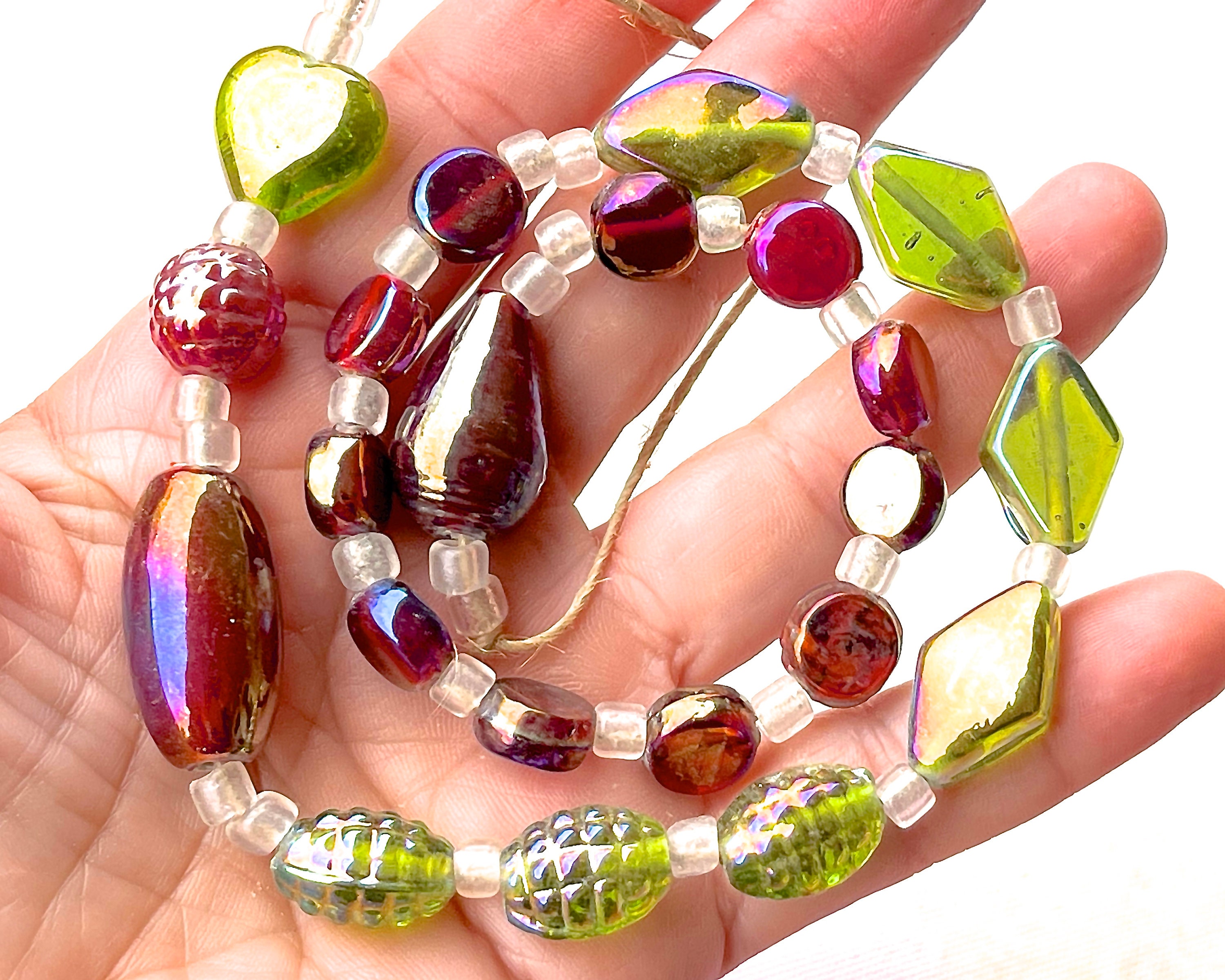 BEST SELLER: 16 Luster Mixed Shape Glass Bead Strand - Carnival Assorted  Beads - Jewelry Making - Crafts