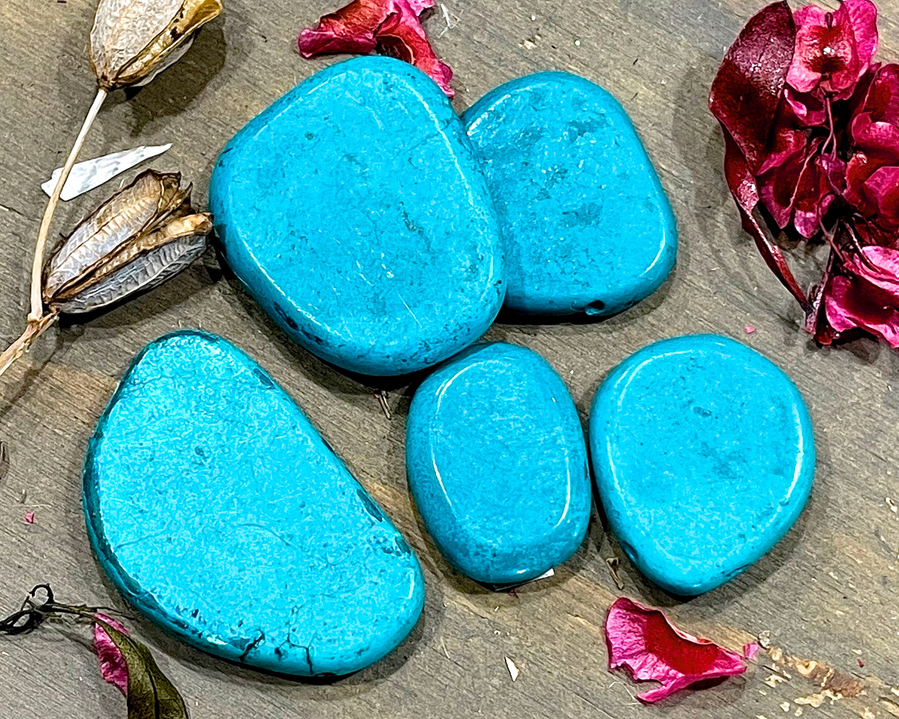 SUPPLY 5pcs Large Flat Stone Beads Jewelry Making Etsy UK